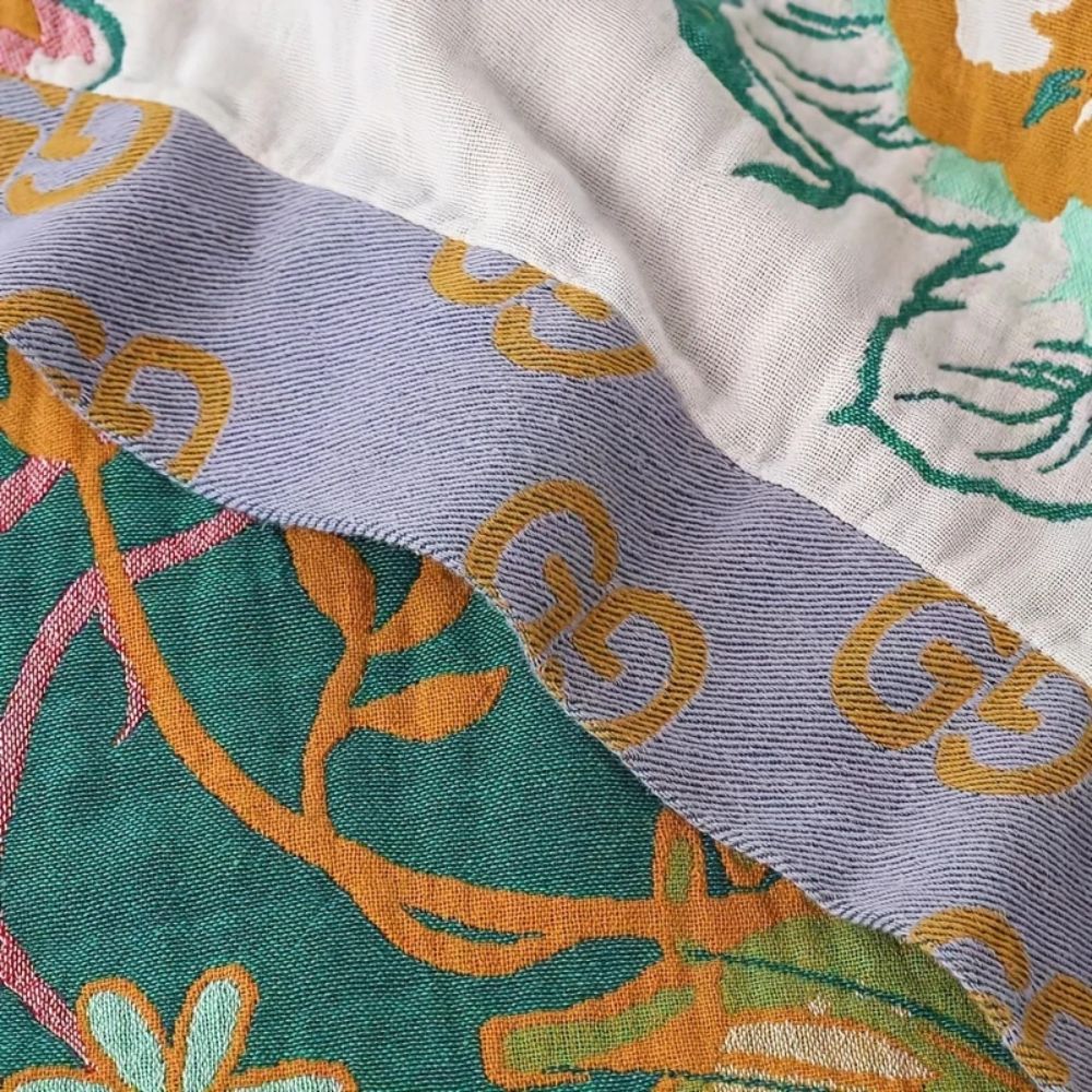 Wildflower Botanical Cotton Blanket for Bed and Sofa - product view 4