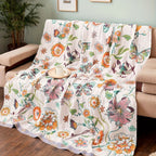 Wildflower Botanical Cotton Blanket for Bed and Sofa - product view 1