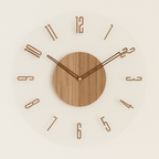 Wood and Clear Acrylic Wall Clock, Silent 35.05 cm Design - product view 1