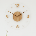 Wood and Clear Acrylic Wall Clock, Silent 35.05 cm Design - product view 3