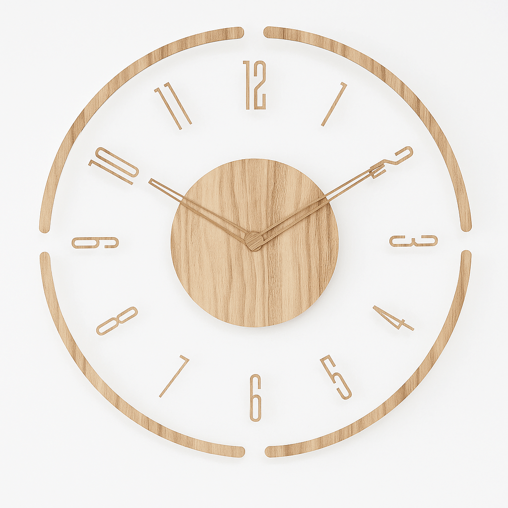 Wood and Clear Acrylic Wall Clock, Silent 35.05 cm Design - product view 4