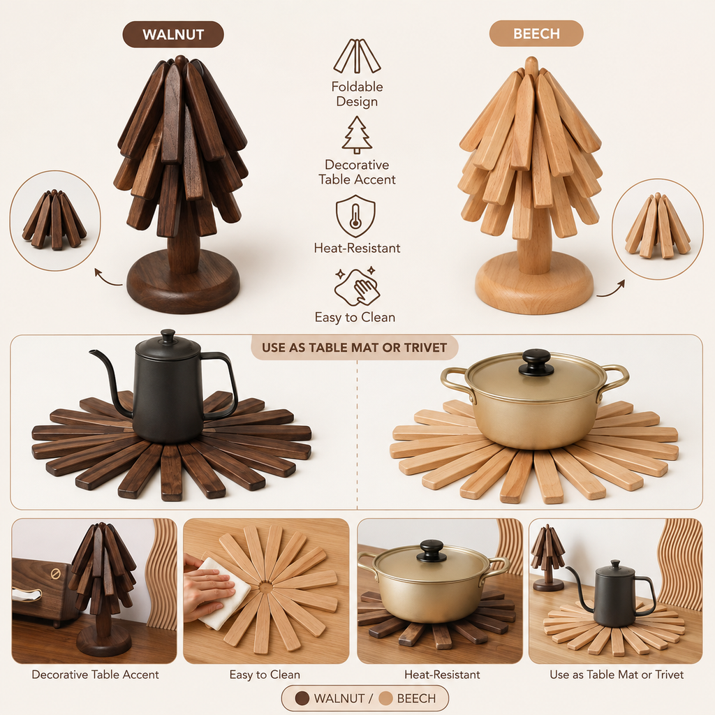 Wooden Table Mat Foldable Decorative