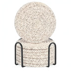 Woven Cotton Coaster Set, 8 Coasters with Matching Holder - product view 1