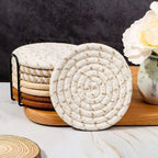 Woven Cotton Coaster Set, 8 Coasters with Matching Holder - product view 4