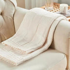 Checkered Knit Throw Blanket with Ribbed Edges - product view 9