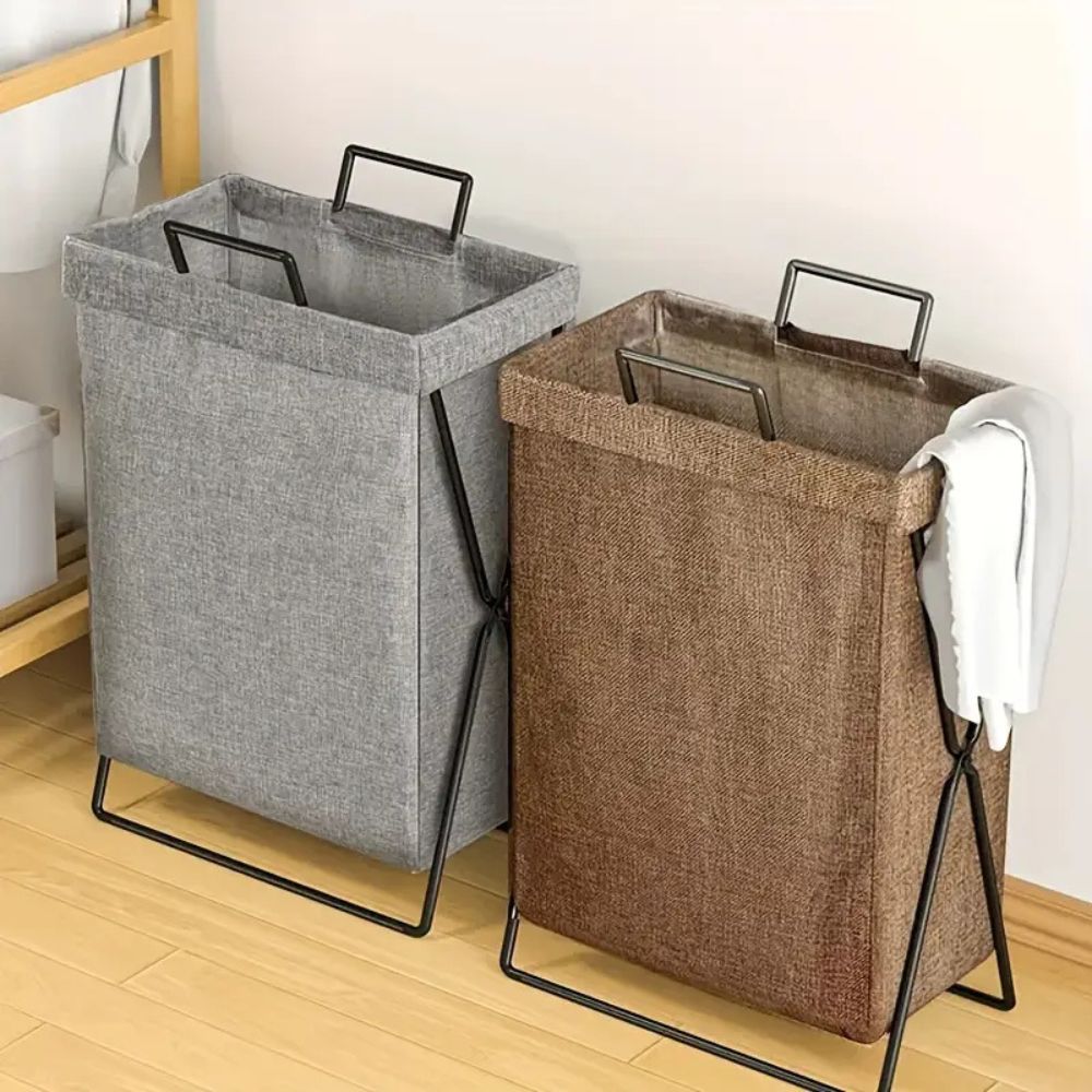 Folding X-Frame Fabric Laundry Basket – image 1