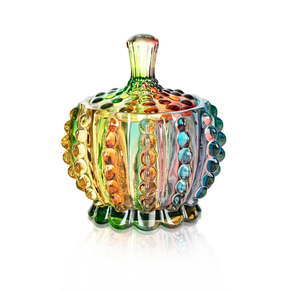 Iridescent Glass Lidded Sweet Jar, 180 mL