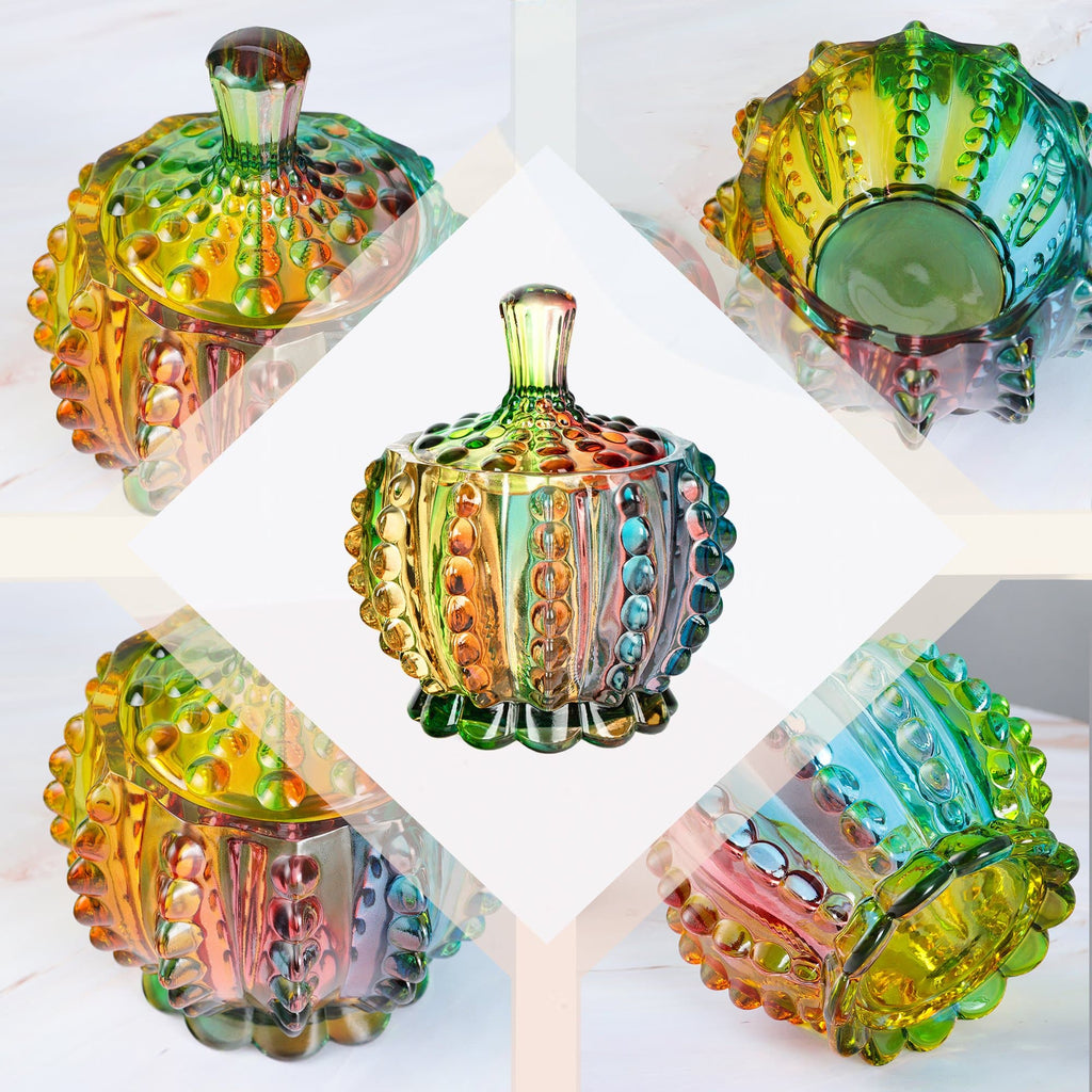 Iridescent Glass Lidded Sweet Jar, 180 mL