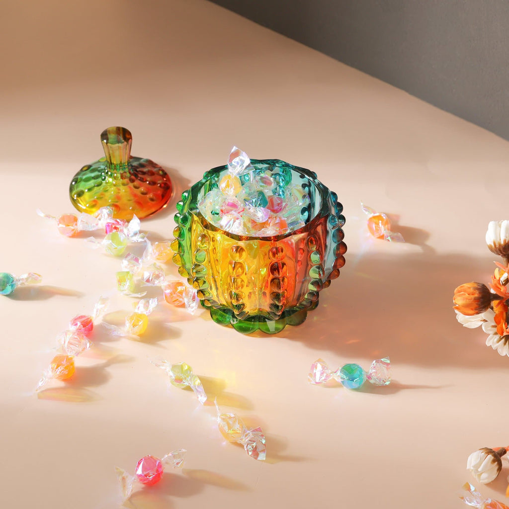 Iridescent Glass Lidded Sweet Jar, 180 mL
