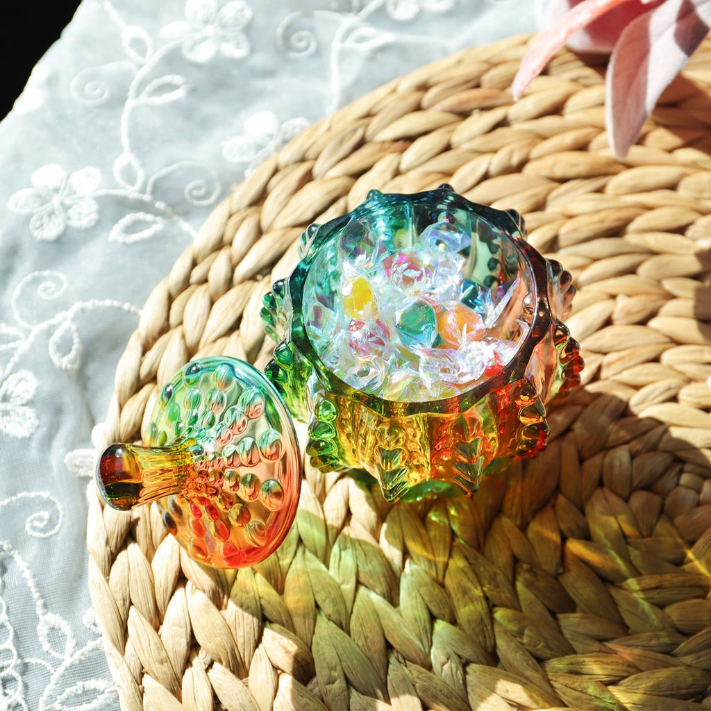Iridescent Glass Lidded Sweet Jar, 180 mL