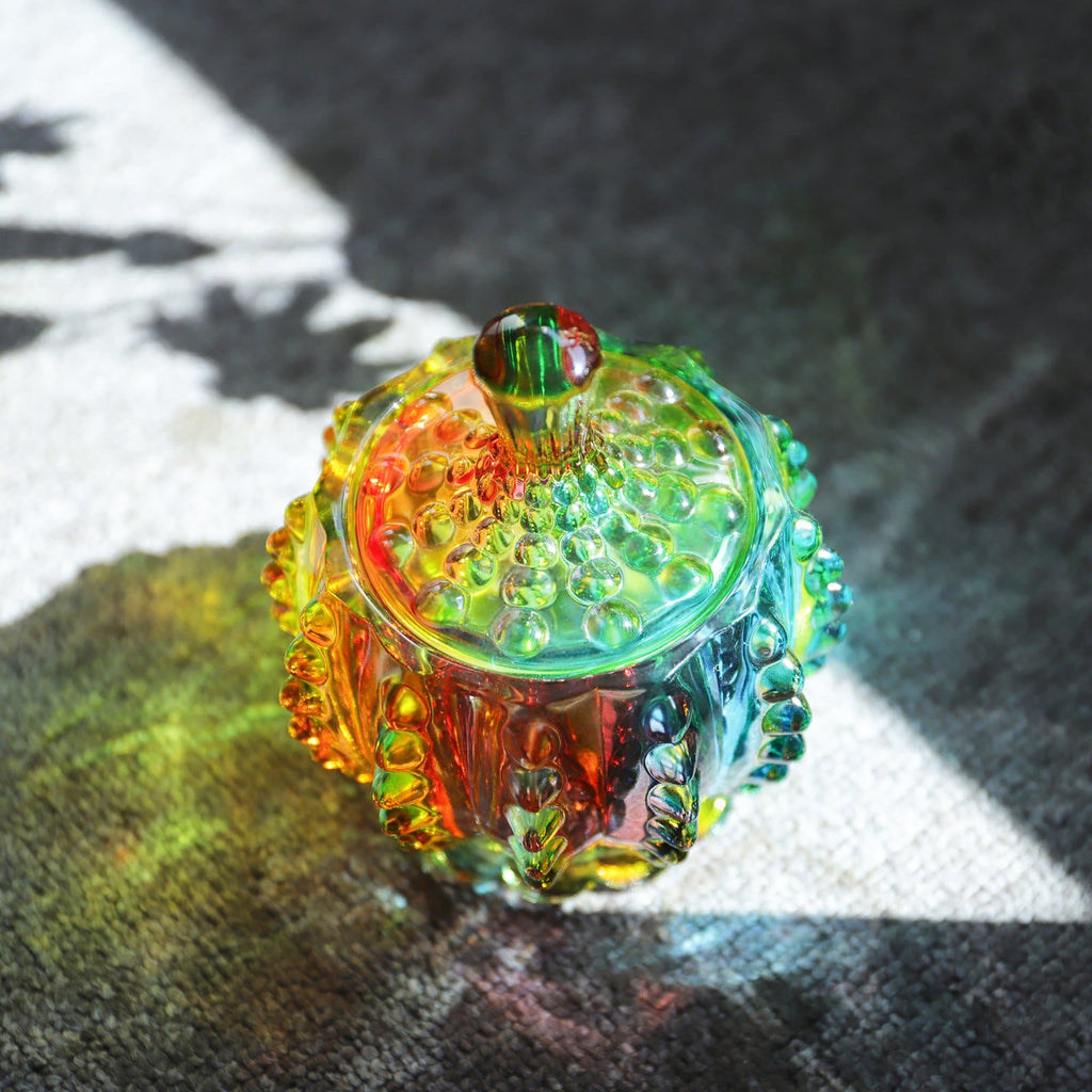 Iridescent Glass Lidded Sweet Jar, 180 mL