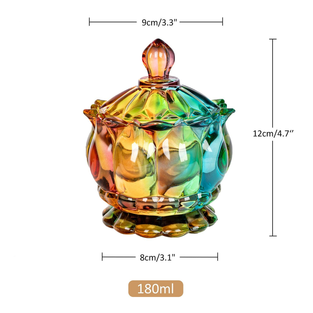 Iridescent Glass Lidded Sweet Jar, 180 mL