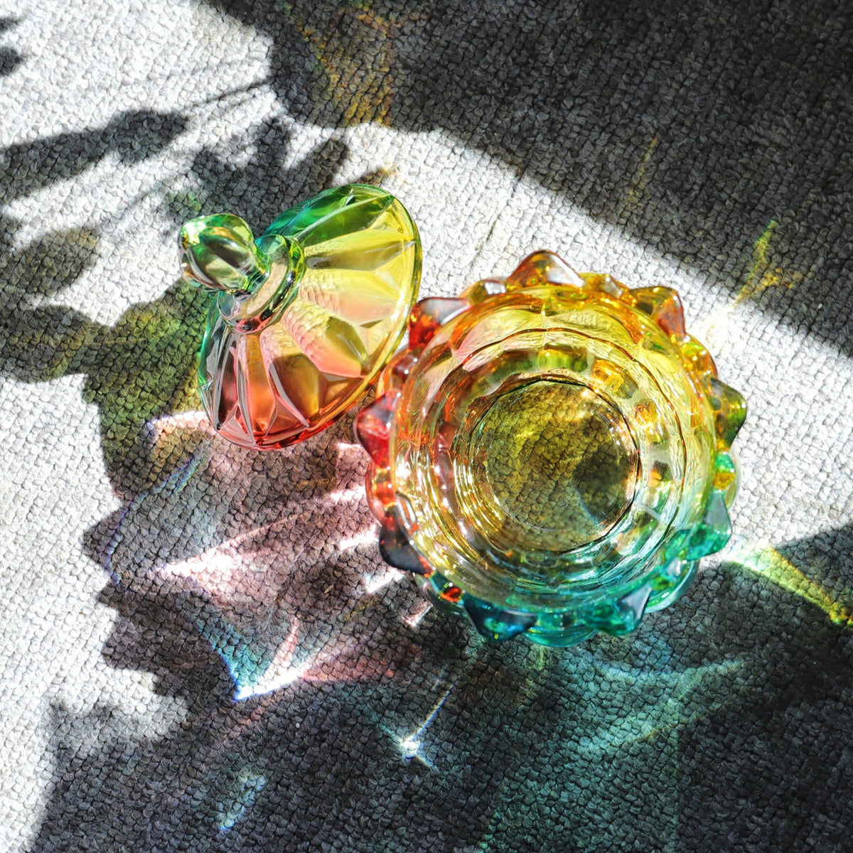Iridescent Glass Lidded Sweet Jar, 180 mL