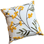 Yellow Floral Embroidered Cushion Cover with Hidden Zip - product view 5