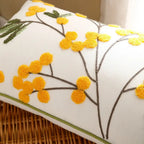Yellow Floral Embroidered Cushion Cover with Hidden Zip - product view 3