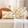 Yellow Floral Embroidered Cushion Cover with Hidden Zip - product view 1