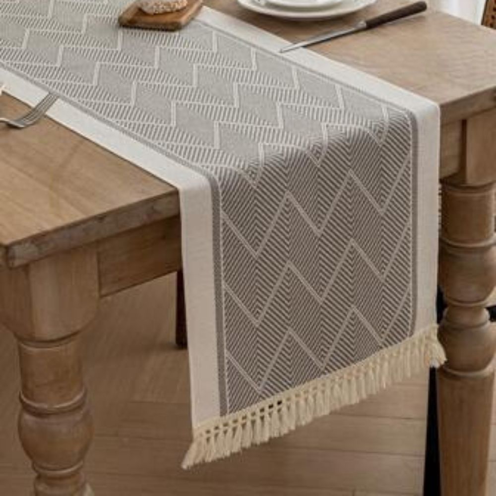 Woven Zigzag Tassel Table Runner – image 6