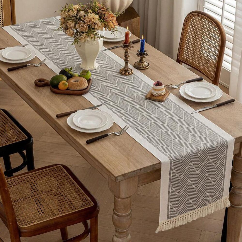 Woven Zigzag Tassel Table Runner – image 9