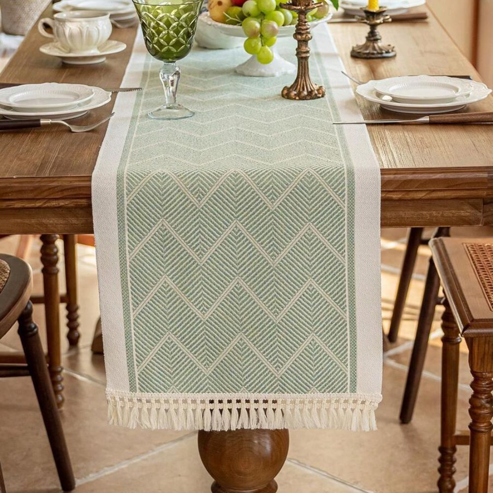 Woven Zigzag Tassel Table Runner – image 7