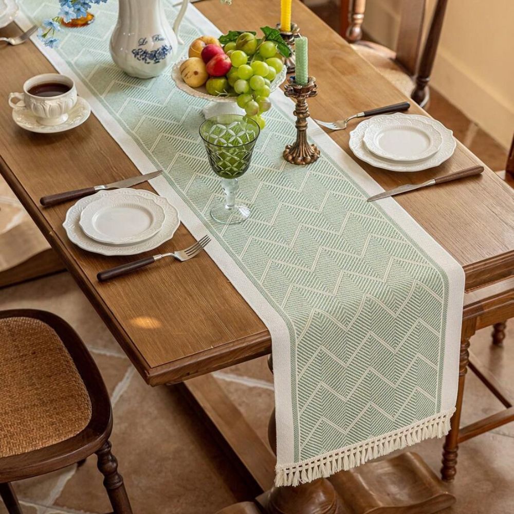 Woven Zigzag Tassel Table Runner – image 8