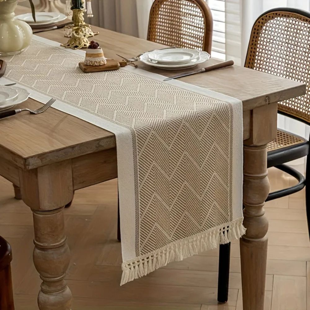 Woven Zigzag Tassel Table Runner – image 10