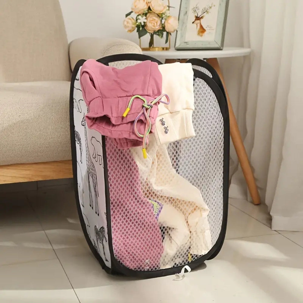 Animal Print Pop-Up Mesh Laundry Basket – image 4