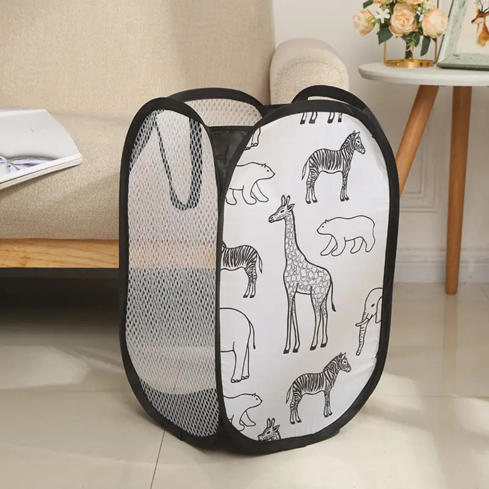 Animal Print Pop-Up Mesh Laundry Basket – image 2