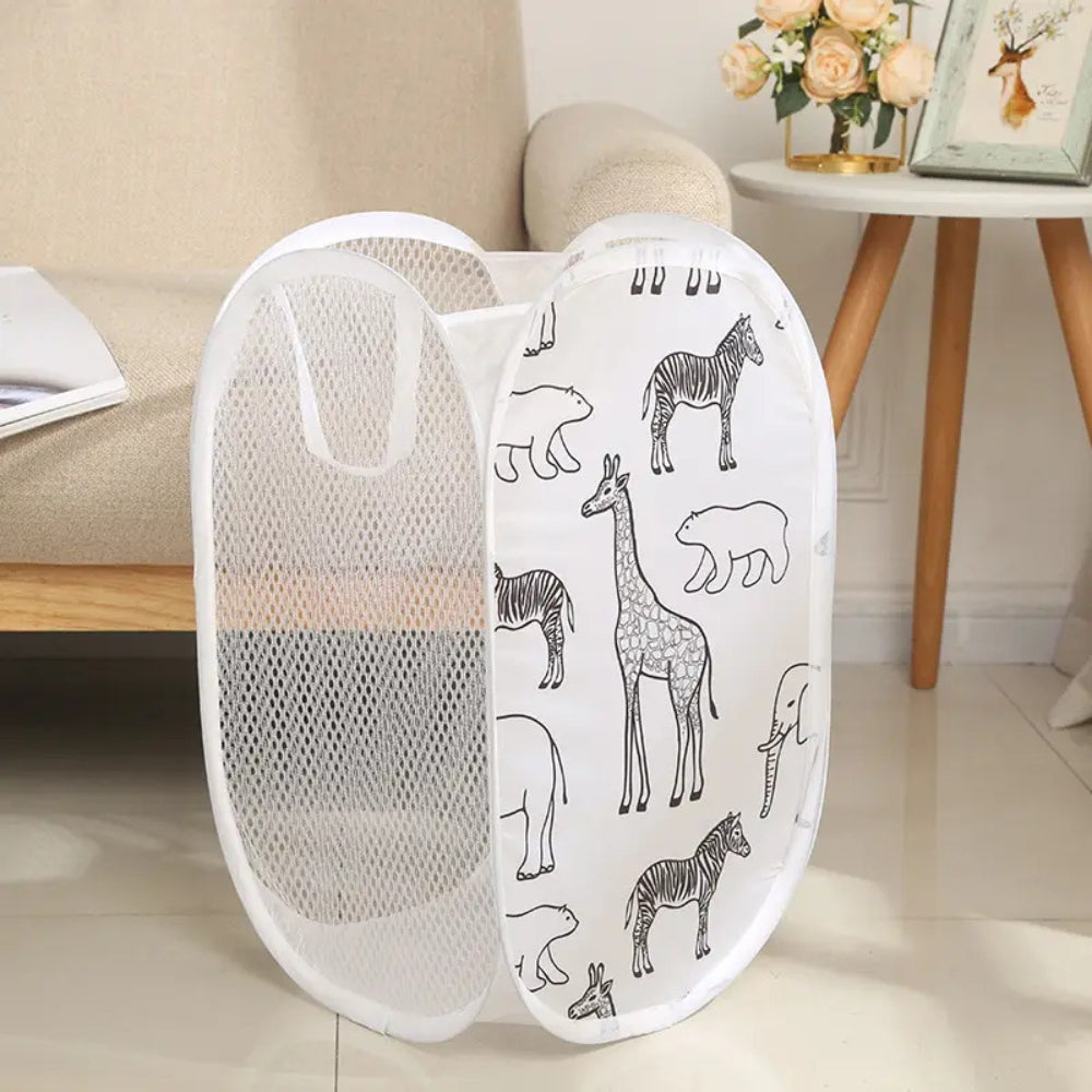 Animal Print Pop-Up Mesh Laundry Basket – image 3