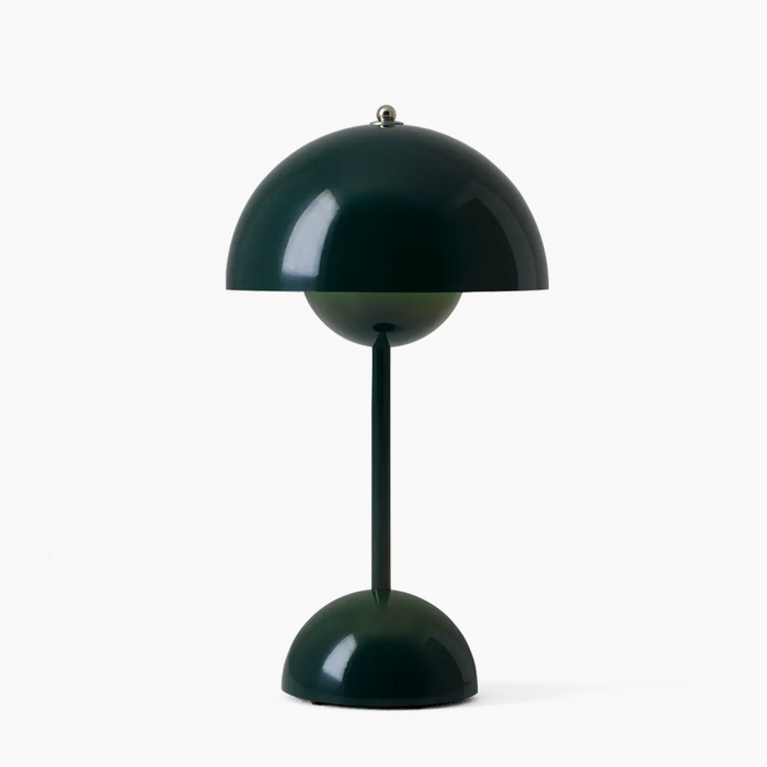 Mushroom Pod Table Lamp, Rechargeable Touch-Dimmable LED Light - Dark Green