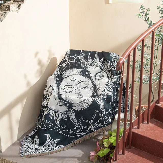 Patterned Woven Throw Blanket with Fringe