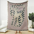 Patterned Woven Throw Blanket with Fringe