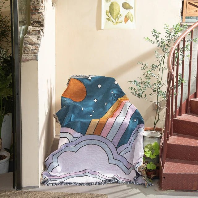 Patterned Woven Throw Blanket with Fringe