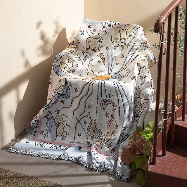 Patterned Woven Throw Blanket with Fringe
