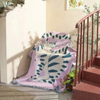 Patterned Woven Throw Blanket with Fringe