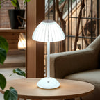 Ribbed Acrylic Table Lamp, Rechargeable 3-Colour Touch LED Light - White