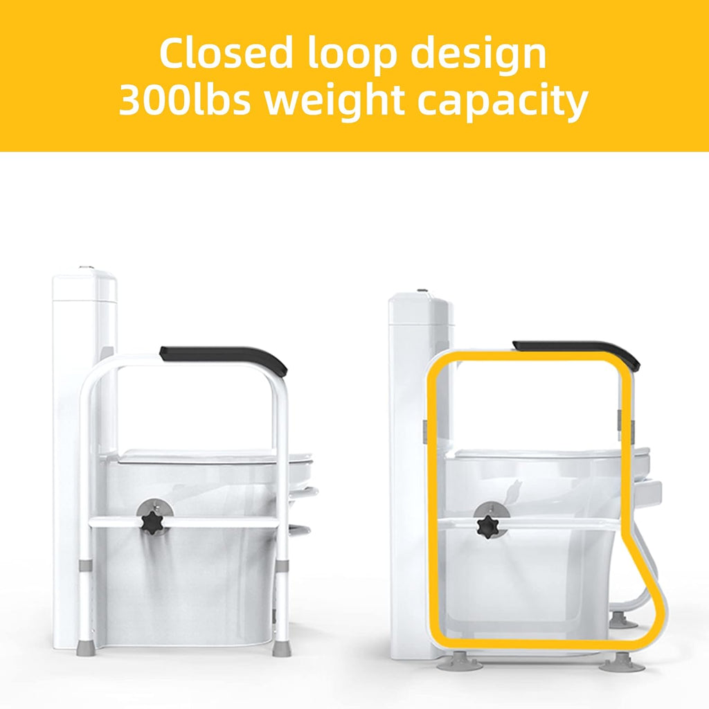 Adjustable Toilet Safety Frame with Support Rails, 136.078 kg Capacity - product view 3