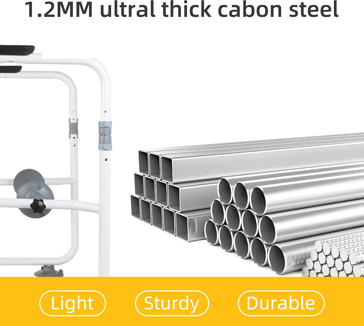 Adjustable Toilet Safety Frame with Support Rails, 136.078 kg Capacity - product view 4