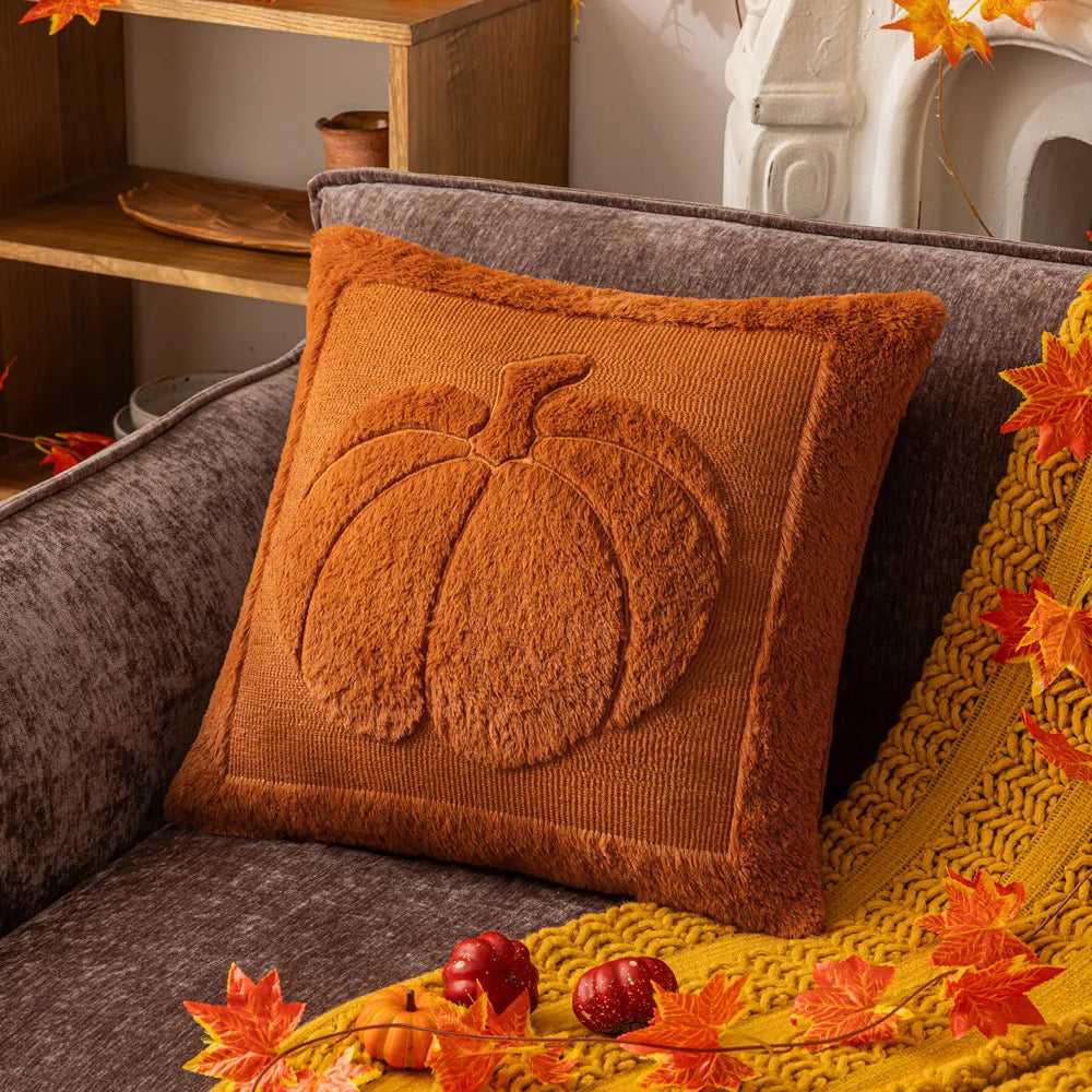 Embroidered Pumpkin and Maple Leaf Cushion Cover, 45.7 cm - product view 11