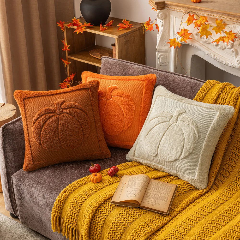 Embroidered Pumpkin and Maple Leaf Cushion Cover, 45.7 cm - product view 20