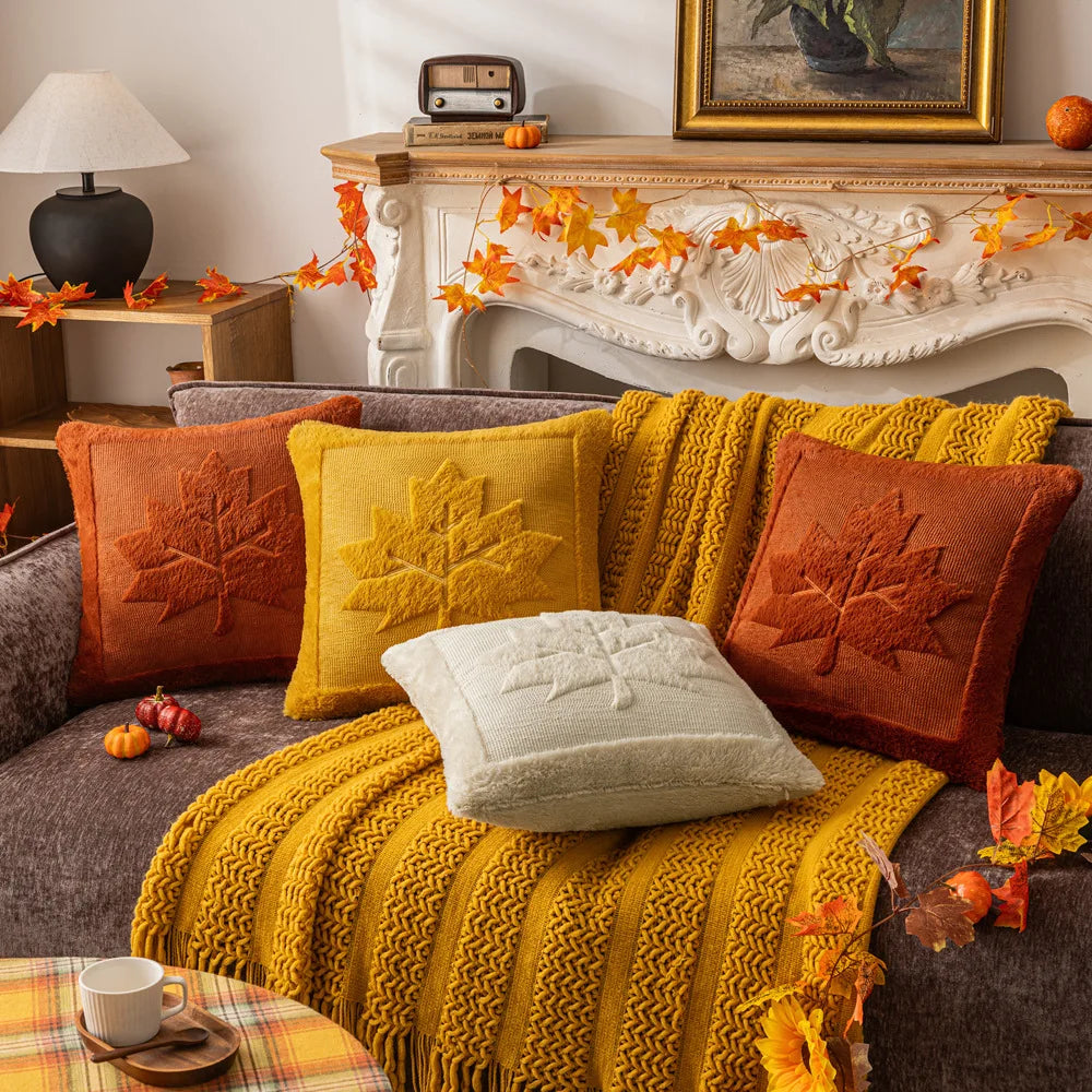 Embroidered Pumpkin and Maple Leaf Cushion Cover, 45.7 cm - product view 21