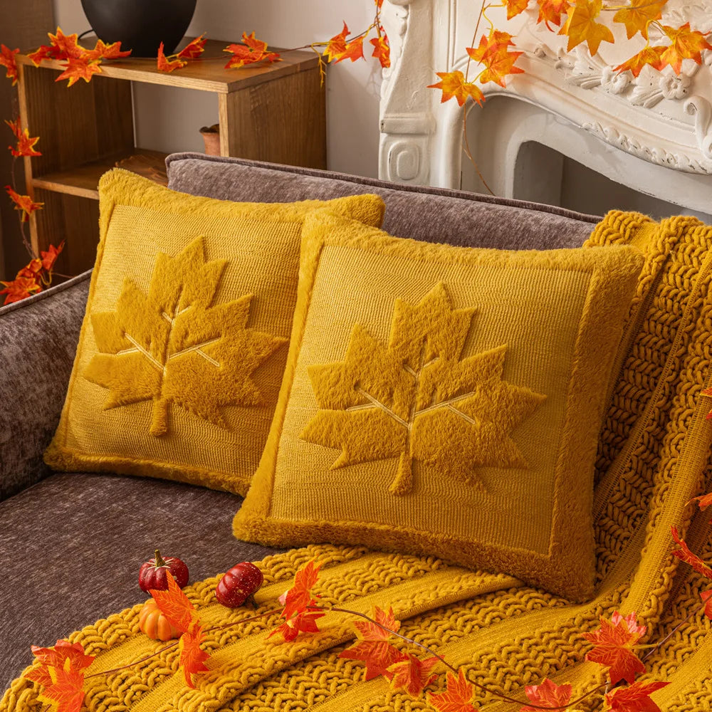 Embroidered Pumpkin and Maple Leaf Cushion Cover, 45.7 cm - product view 22