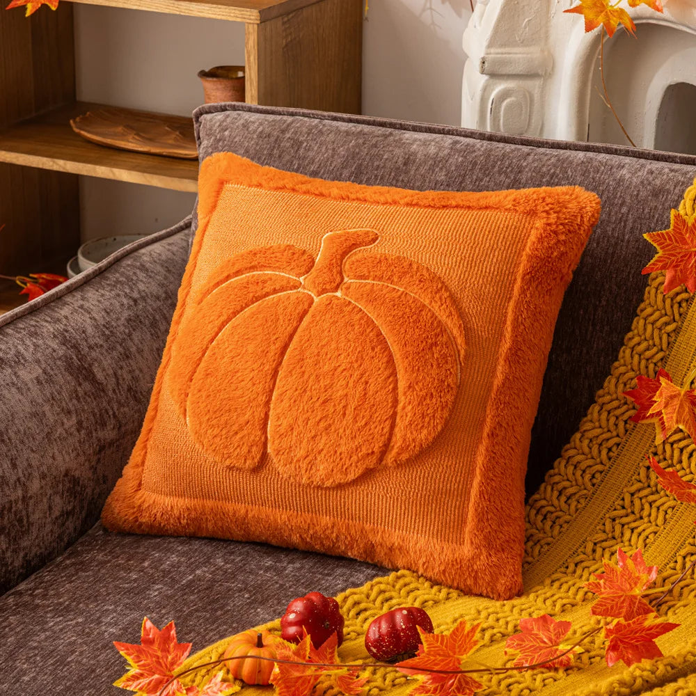 Embroidered Pumpkin and Maple Leaf Cushion Cover, 45.7 cm - product view 12