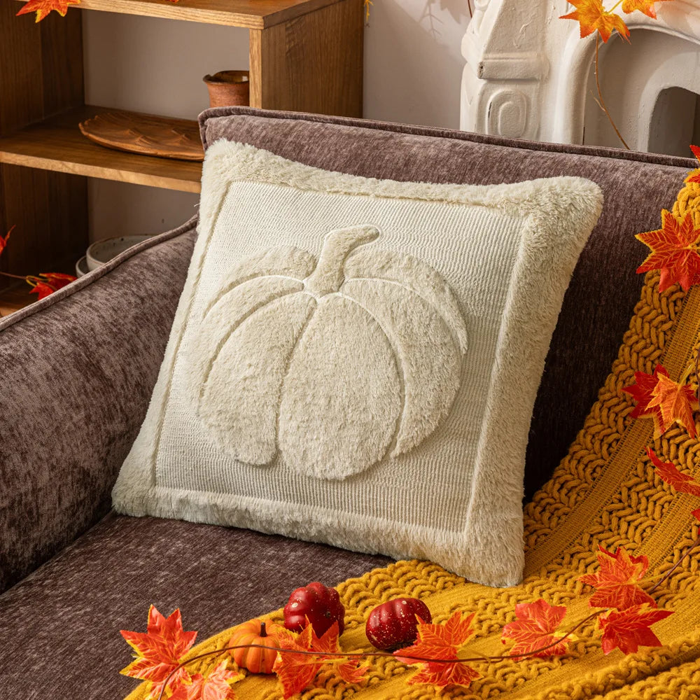 Embroidered Pumpkin and Maple Leaf Cushion Cover, 45.7 cm - product view 13