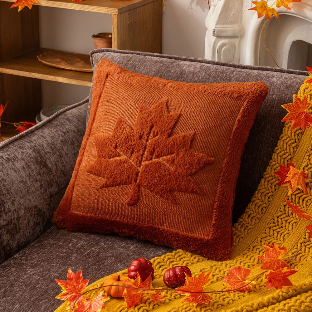 Embroidered Pumpkin and Maple Leaf Cushion Cover, 45.7 cm - product view 15