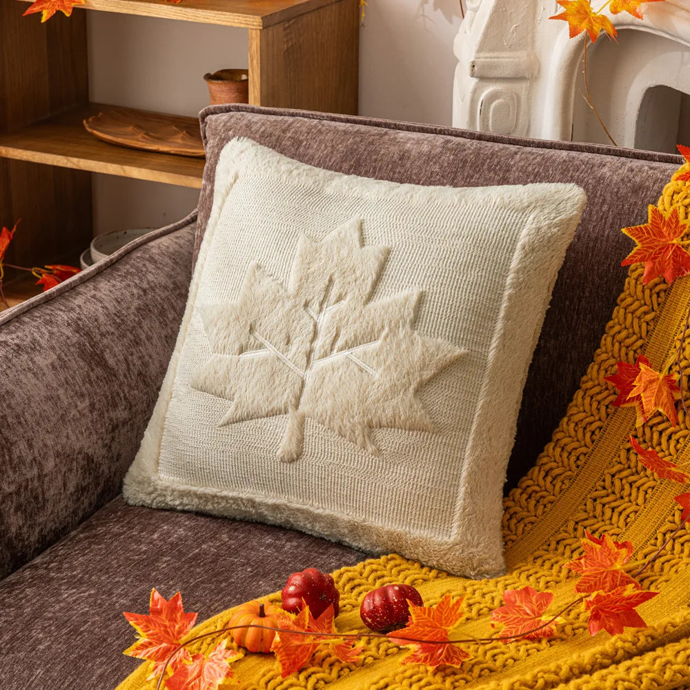 Embroidered Pumpkin and Maple Leaf Cushion Cover, 45.7 cm - product view 17