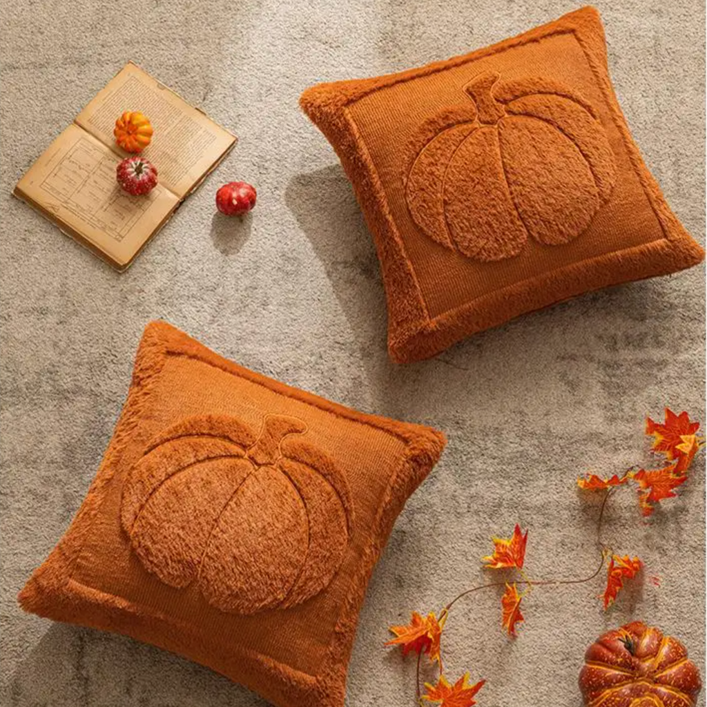 Embroidered Pumpkin and Maple Leaf Cushion Cover, 45.7 cm - product view 18