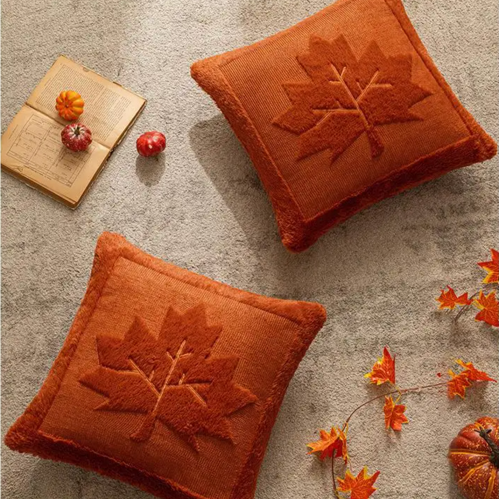 Embroidered Pumpkin and Maple Leaf Cushion Cover, 45.7 cm - product view 19