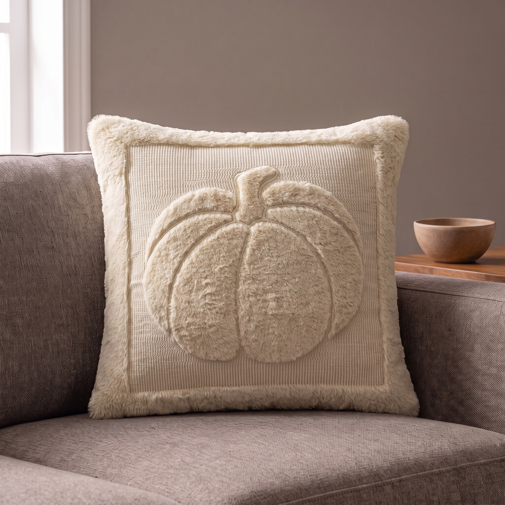 Embroidered Pumpkin and Maple Leaf Cushion Cover, 45.7 cm - product view 6