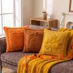 Embroidered Pumpkin and Maple Leaf Cushion Cover, 45.7 cm - product view 3