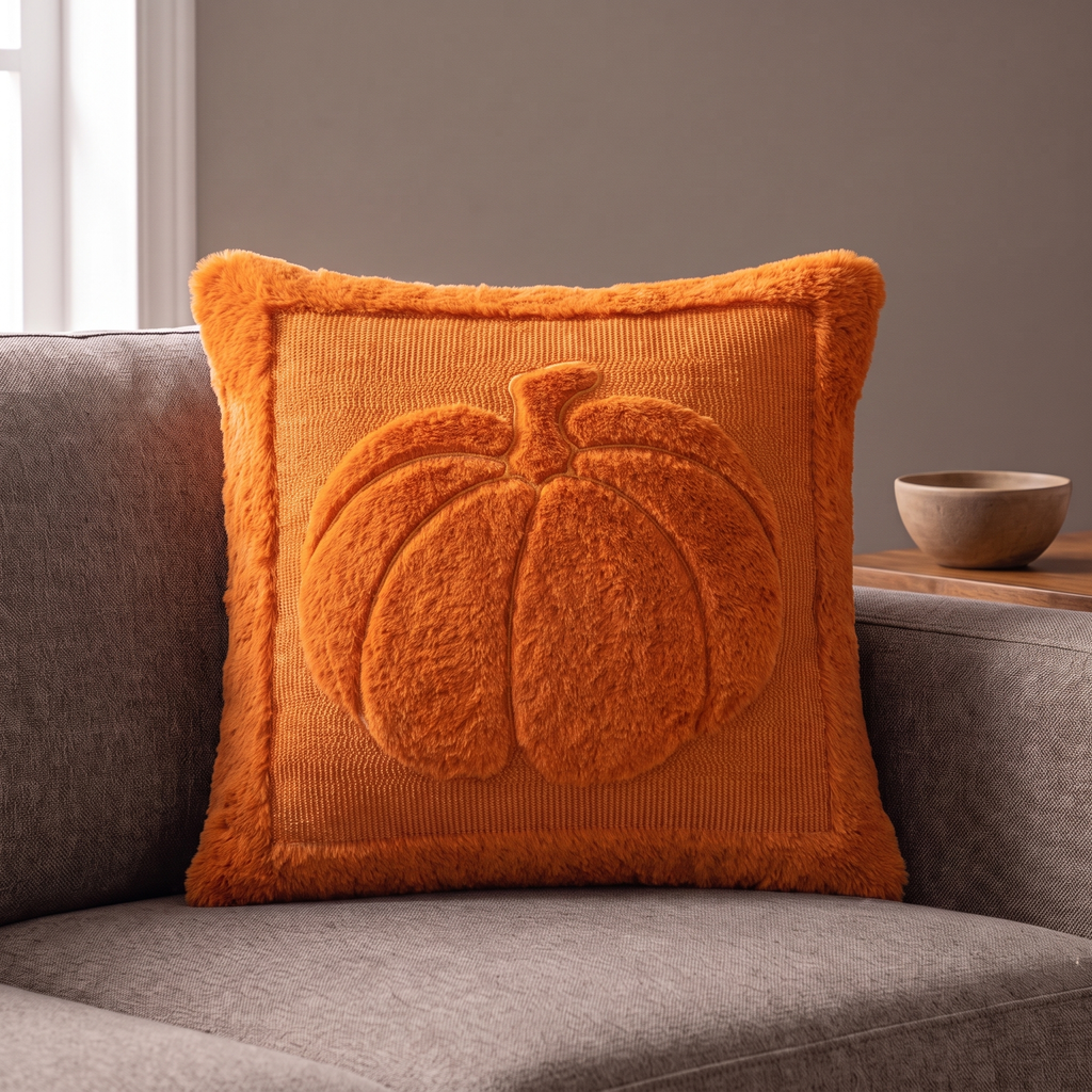 Embroidered Pumpkin and Maple Leaf Cushion Cover, 45.7 cm - product view 5